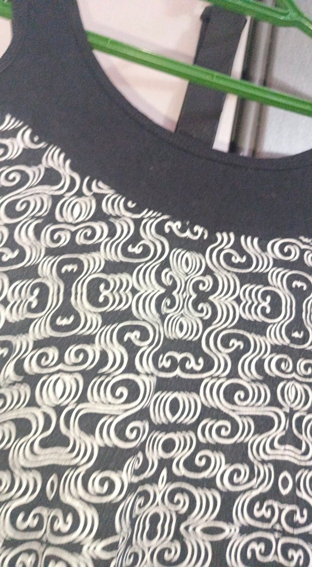 Siyah Gri Desenli  Kollu Kadın Elbise - Görsel 3