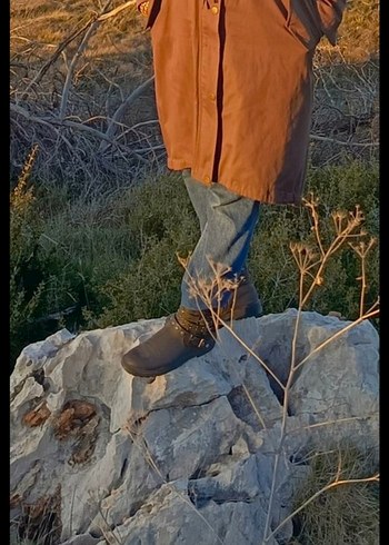 Kahverengi Uzun Kadın Ceket Kürklü Kapüşonlu - Görsel 6