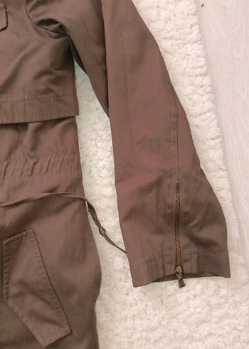 Kahverengi Uzun Kadın Ceket Kürklü Kapüşonlu - Görsel 4