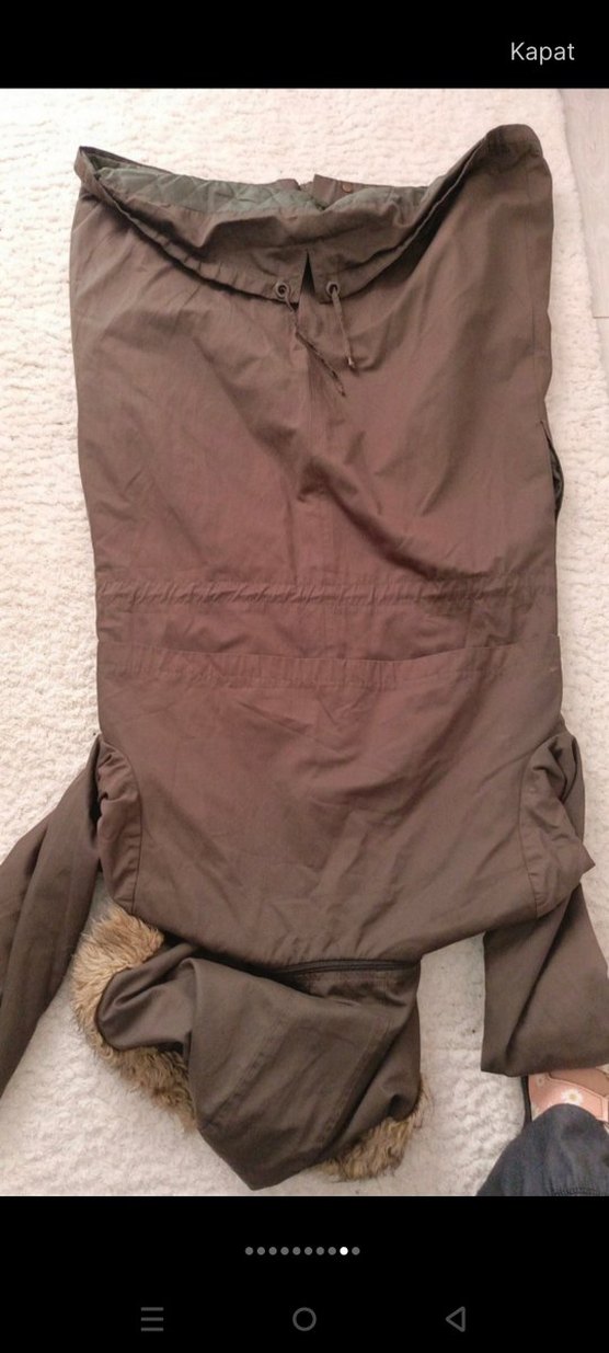 Kahverengi Uzun Kadın Ceket Kürklü Kapüşonlu - Görsel 3