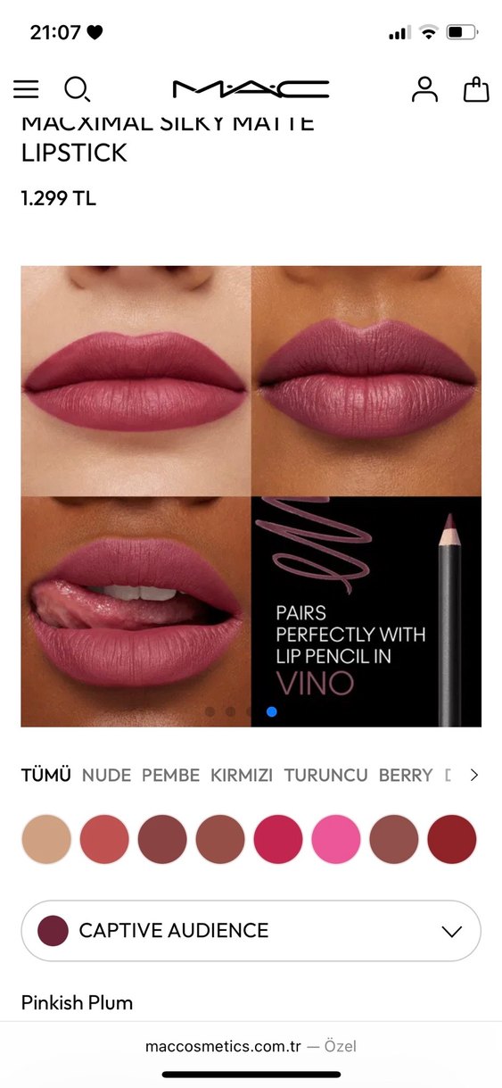 MAC Macximal Silky Matte Lipstick-Captive Audience - Görsel 5