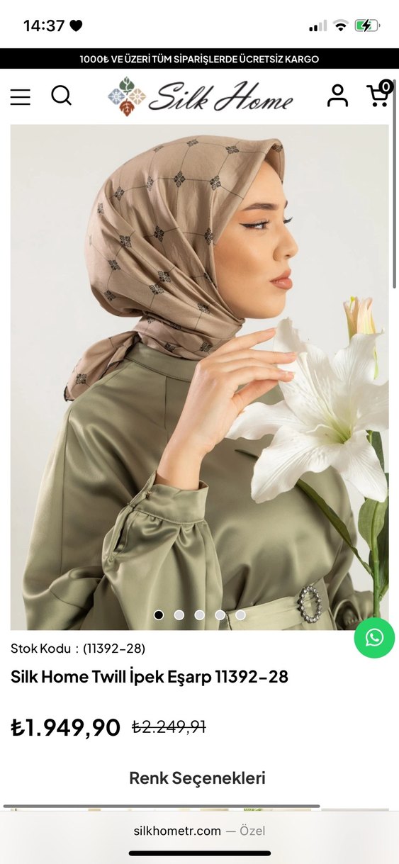 Silk Home Twill İpek Eşarp (Fuşya) - Görsel 4