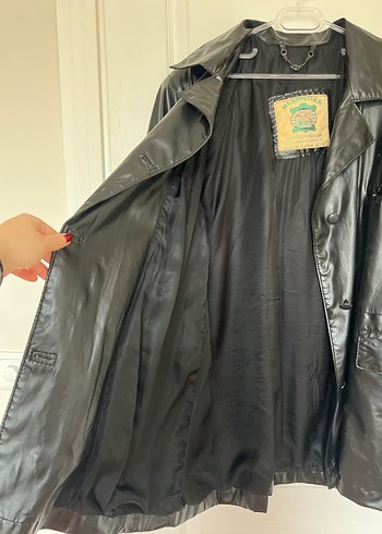 Siyah Parlak Gerçek Deri Vintage Ceket - Görsel 6