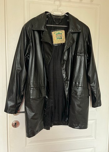 Siyah Parlak Gerçek Deri Vintage Ceket - Görsel 3