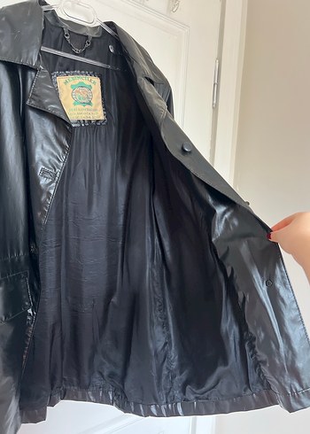 Siyah Parlak Gerçek Deri Vintage Ceket - Görsel 7