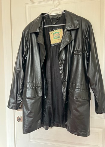 Siyah Parlak Gerçek Deri Vintage Ceket - Görsel 10
