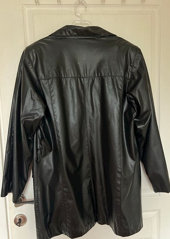 Siyah Parlak Gerçek Deri Vintage Ceket - Görsel 12