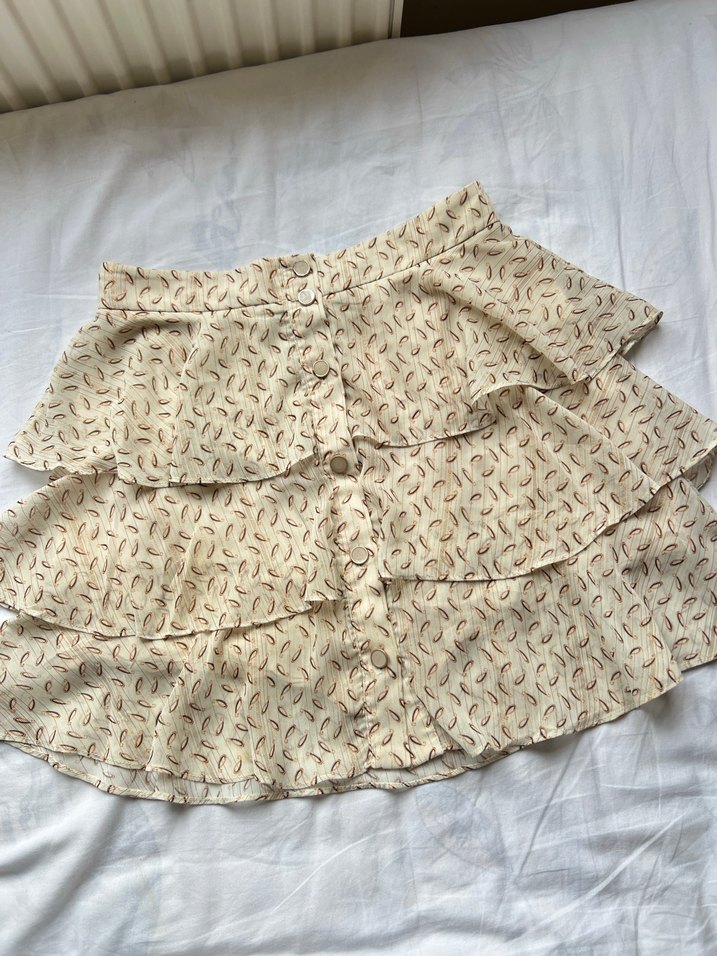 Adil Işık Bej Fırfırlı Mini y2k Etek - Görsel 2