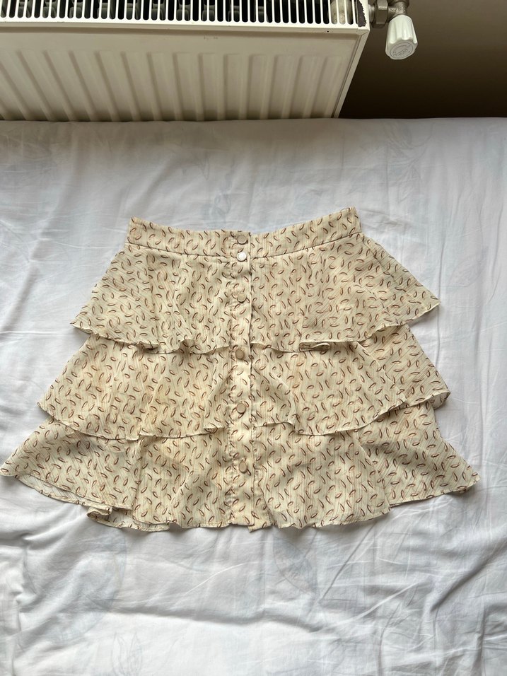 Adil Işık Bej Fırfırlı Mini y2k Etek - Görsel 5