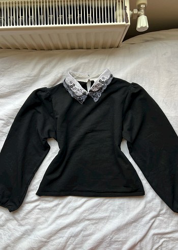 Koton Pamuklu Dantel Yakalı y2k Goth Bluz - Görsel 2