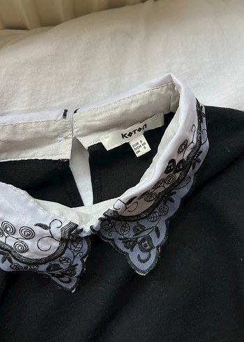 Koton Pamuklu Dantel Yakalı y2k Goth Bluz - Görsel 5