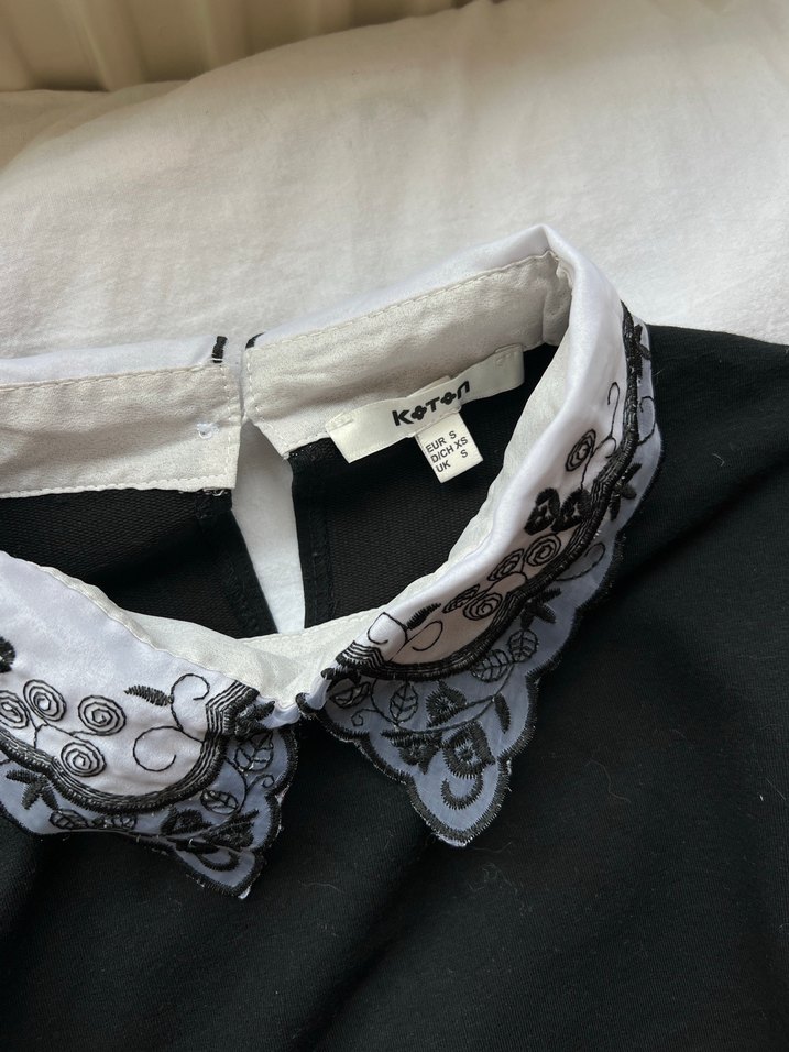 Koton Pamuklu Dantel Yakalı y2k Goth Bluz - Görsel 5