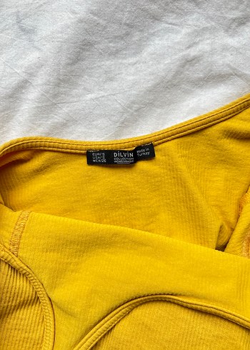 Dilvin Sarı y2k Lolita Dekolte Body - Görsel 5