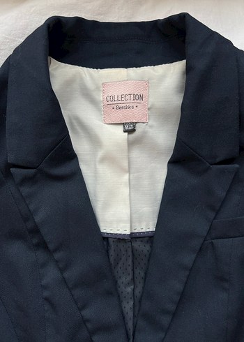 Bershka Pamuklu Lacivert y2k Vintage Blazer Ceket - Görsel 5