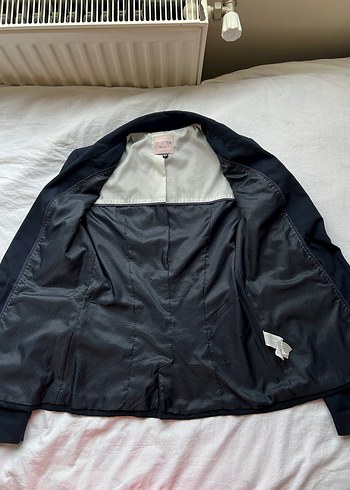 Bershka Pamuklu Lacivert y2k Vintage Blazer Ceket - Görsel 7