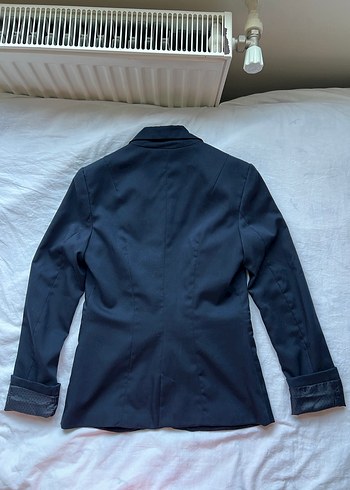 Bershka Pamuklu Lacivert y2k Vintage Blazer Ceket - Görsel 10