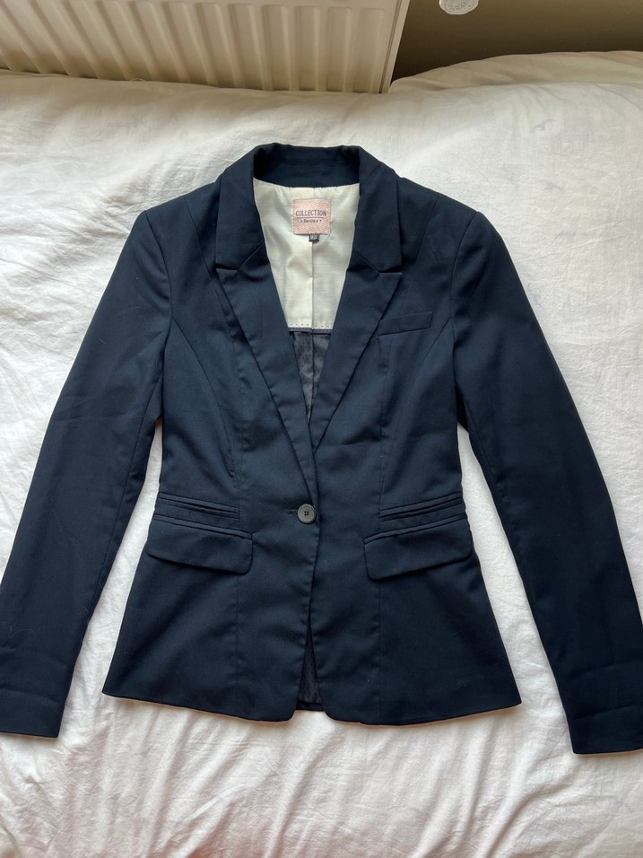 Bershka Pamuklu Lacivert y2k Vintage Blazer Ceket - Görsel 3