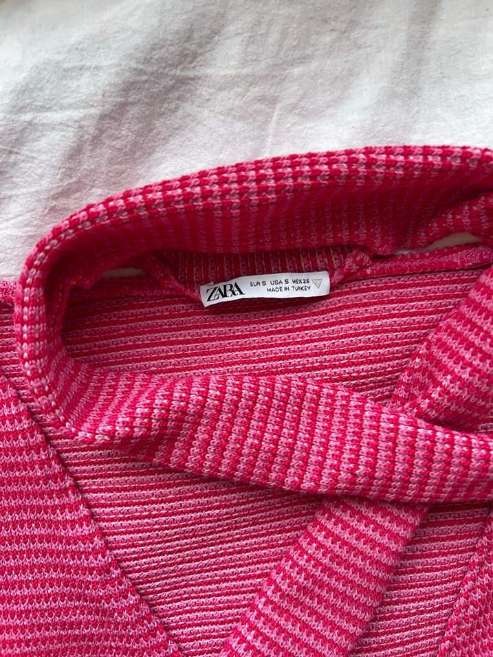Zara Pembe Şal Detaylı y2k Bluz Kazak - Görsel 4