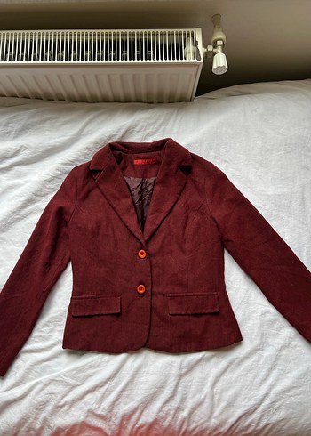 Donna Bordo Kaşe Vintage Blazer Ceket - Görsel 2