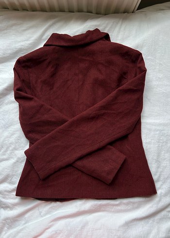 Donna Bordo Kaşe Vintage Blazer Ceket - Görsel 8