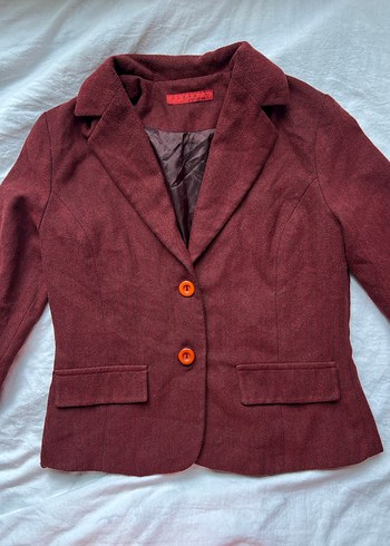 Donna Bordo Kaşe Vintage Blazer Ceket - Görsel 4