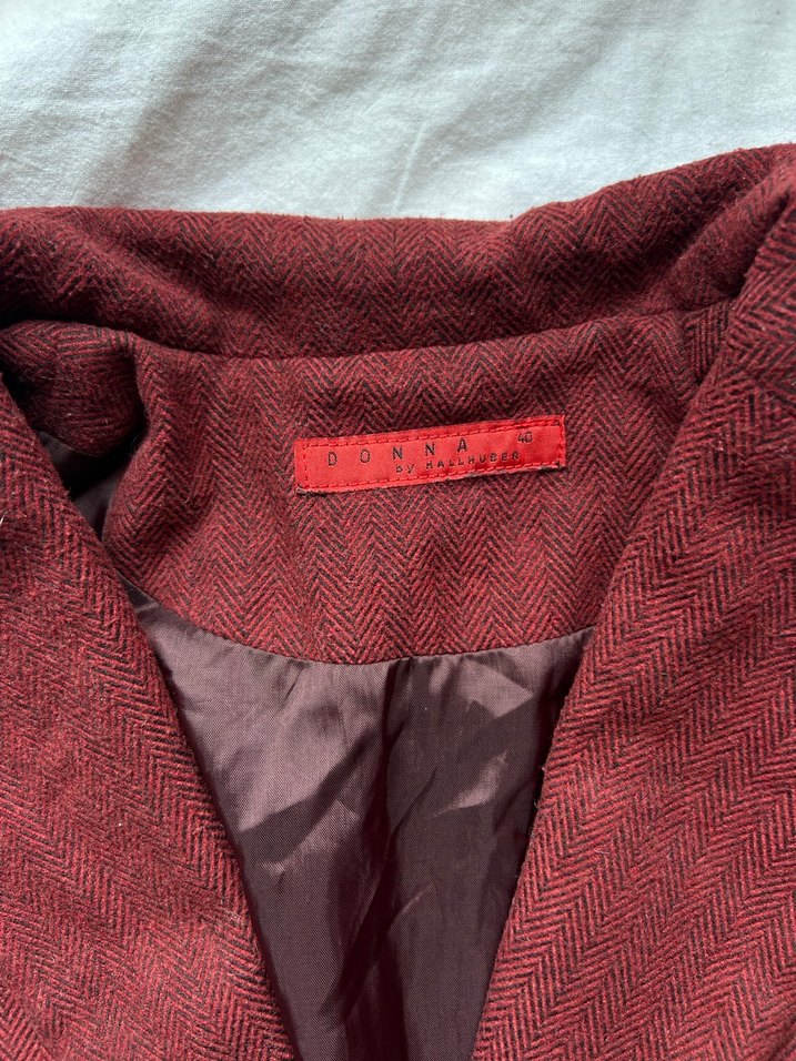 Donna Bordo Kaşe Vintage Blazer Ceket - Görsel 3