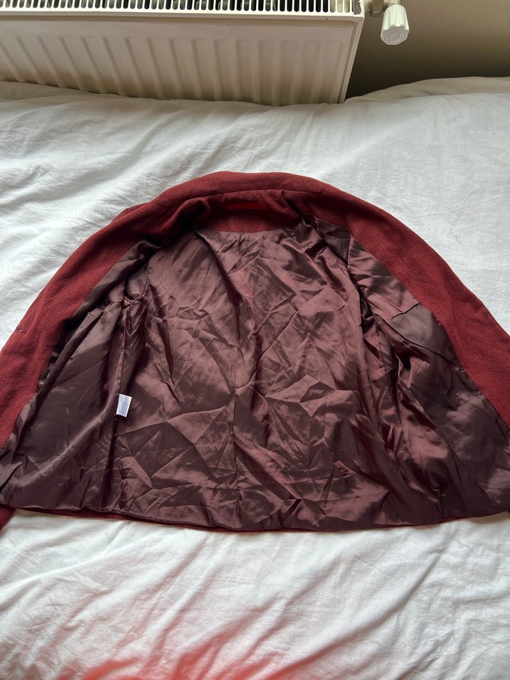 Donna Bordo Kaşe Vintage Blazer Ceket - Görsel 5