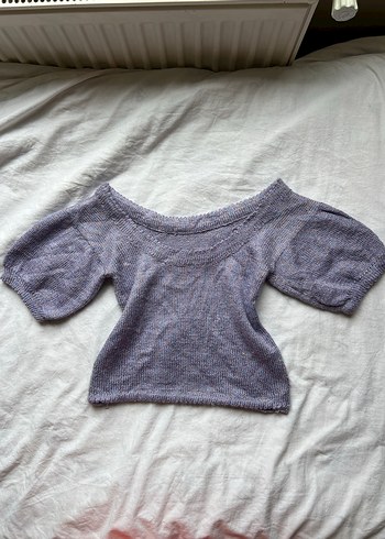 El Örmesi Simli Mor Omzu Açık y2k Lolita Kazak - Görsel 2