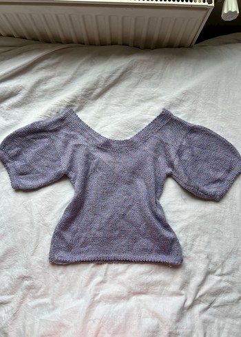 El Örmesi Simli Mor Omzu Açık y2k Lolita Kazak - Görsel 4