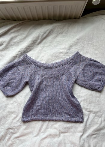 El Örmesi Simli Mor Omzu Açık y2k Lolita Kazak - Görsel 3