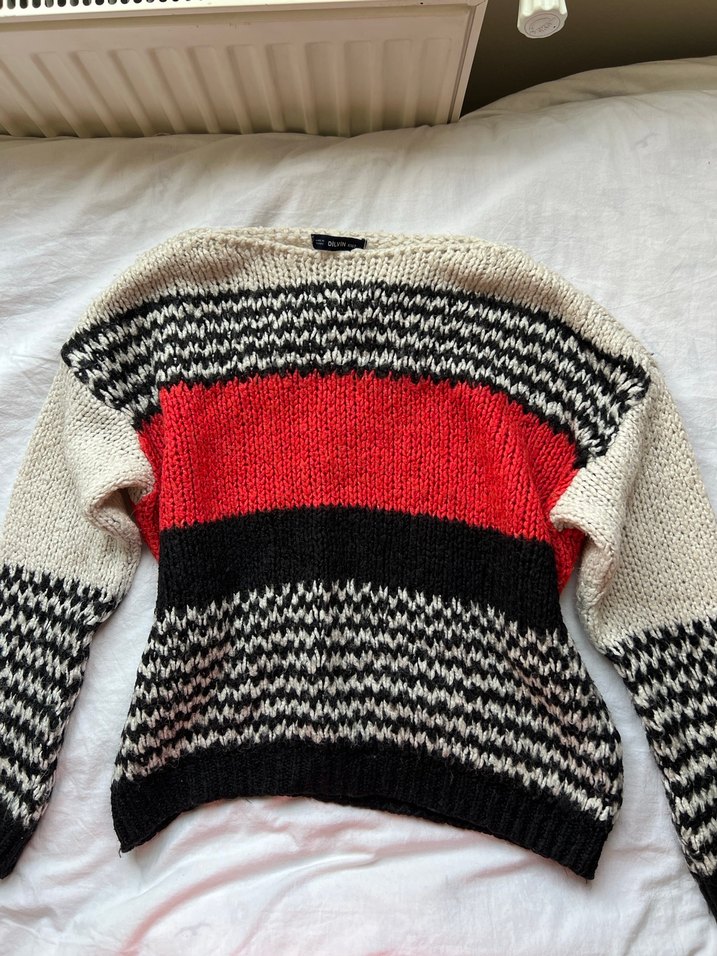 Dilvin Moher Yün Kayık Yaka y2k Kazak - Görsel 3