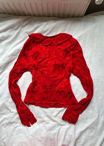 H&M Pamuklu Saten Fırfırlı y2k Bluz - Görsel 7