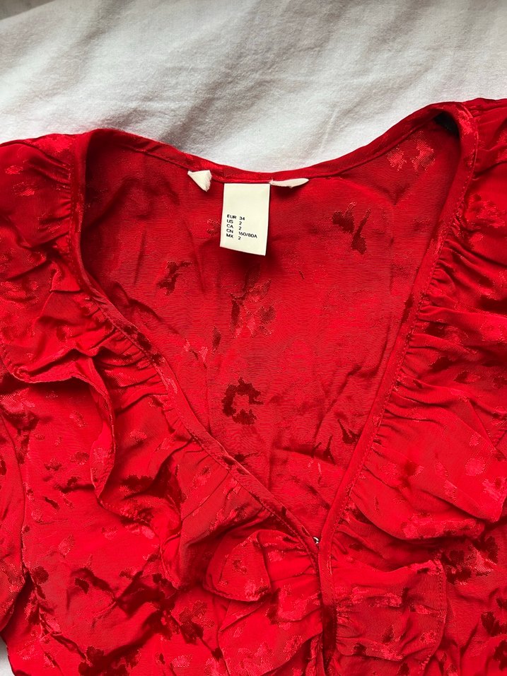 H&M Pamuklu Saten Fırfırlı y2k Bluz - Görsel 5