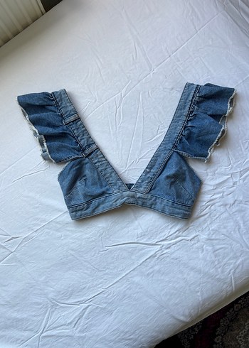 Guess Denim Kot Firfirli Crop Bustiyer