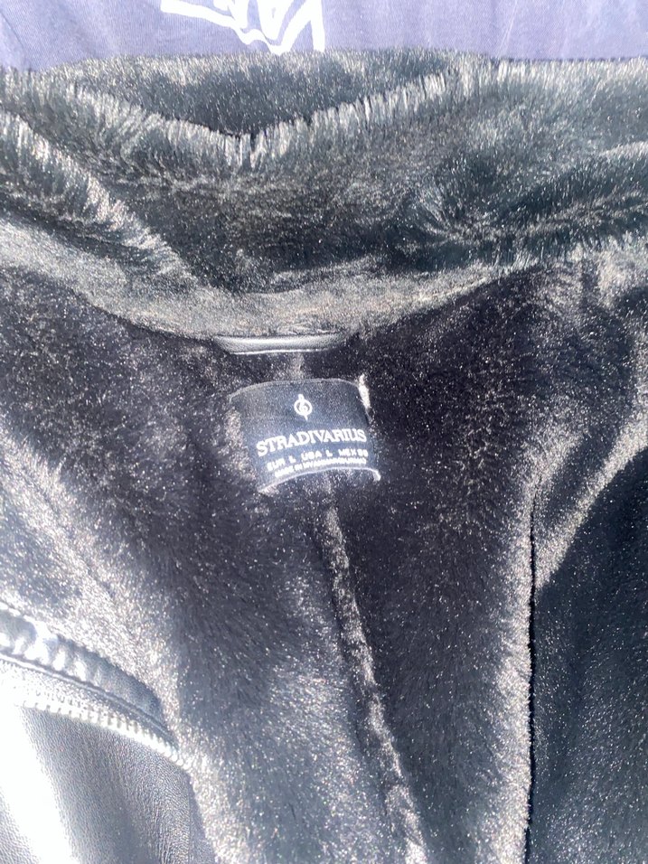 Kürklü Siyah Deri Kadın Ceket - Görsel 4