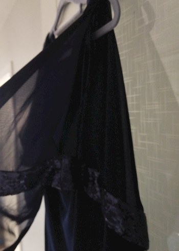 Siyah Drapeli Midi Gece Elbisesi - Görsel 2