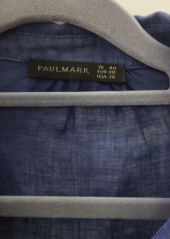 Mavi Keten Uzun Kollu Kadın Gömlek - Görsel 2