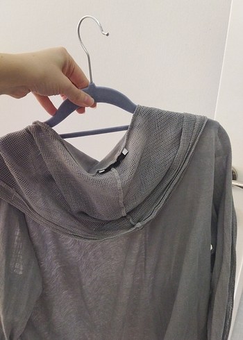 Gri Keten Midi Hamile Ceketi - Görsel 4