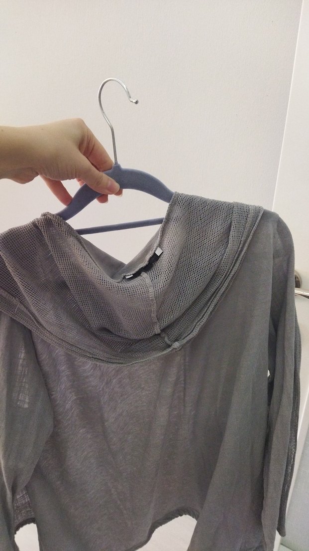 Gri Keten Midi Hamile Ceketi - Görsel 4