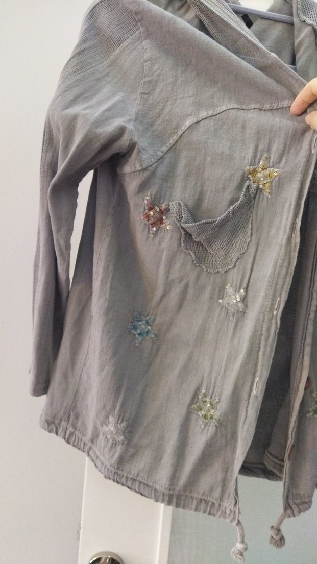 Gri Keten Midi Hamile Ceketi - Görsel 3