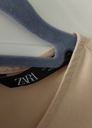 Bej Kadın Bluz, Kısa Kollu, Fırfırlı - Görsel 2