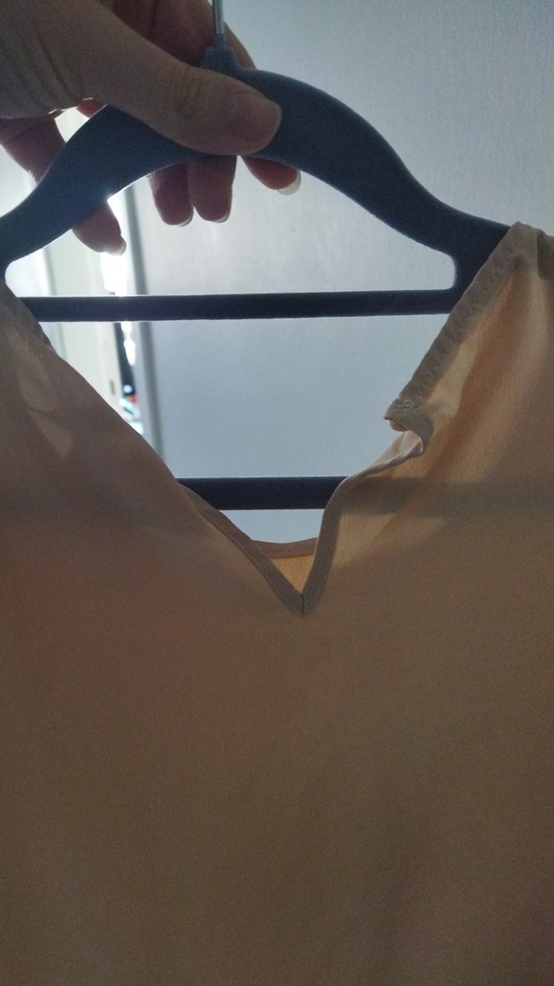 Bej Kadın Bluz, Kısa Kollu, Fırfırlı - Görsel 3