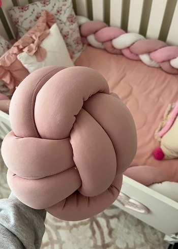 Düğüm  bohem top yastık pudra dekor - Görsel 2