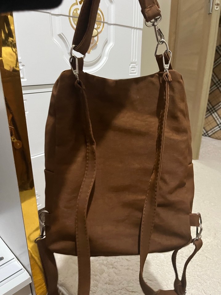 Kahverengi Deri Kadın Sırt Çantası taba - Görsel 2