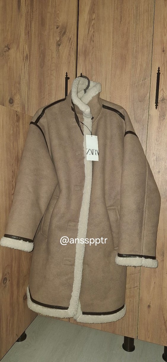 Bej Süet Kadın Ceket Kürk Detaylı - Görsel 2