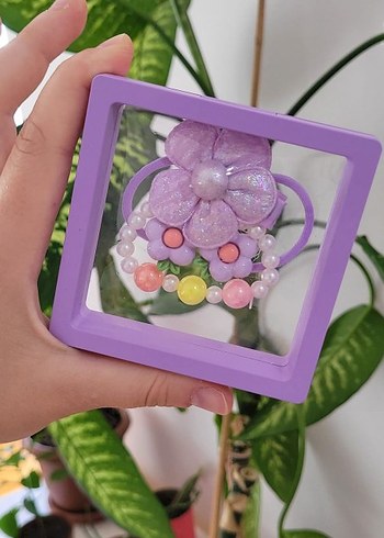 Boncuklu Mor Çiçekli Bohem Saç Tokası ve bileklik