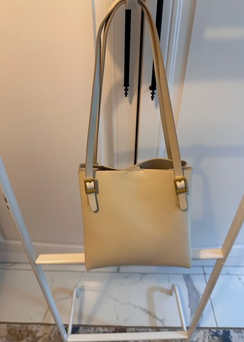 Bej Deri Kadın Omuz Çantası - Görsel 2