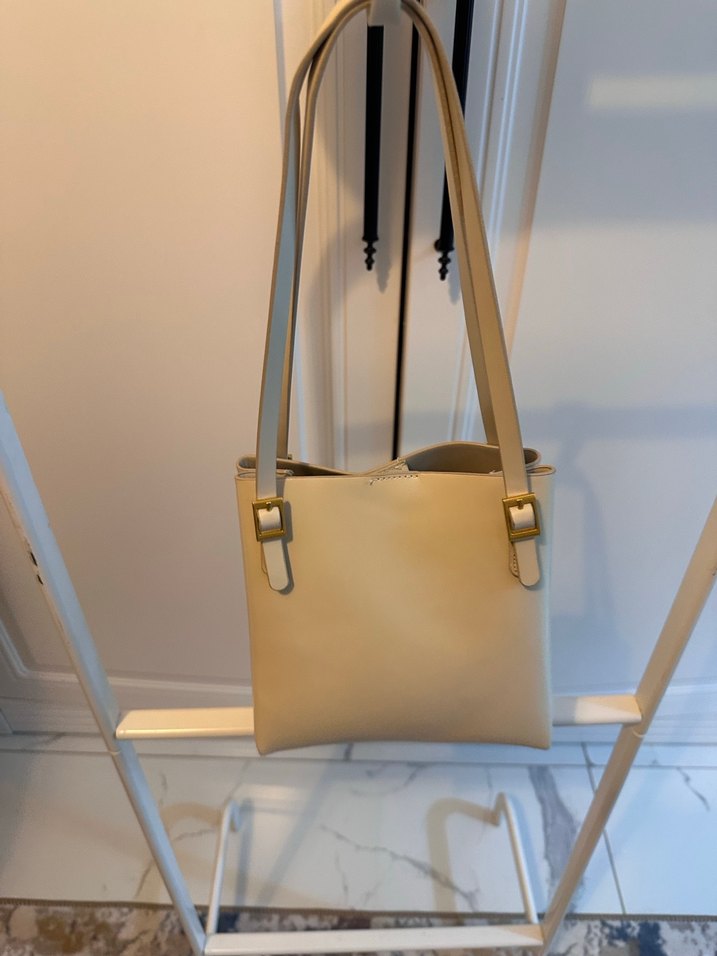 Bej Deri Kadın Omuz Çantası - Görsel 2