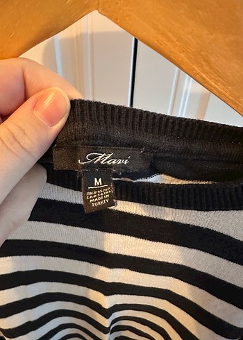 Çizgili Örgü Kadın Triko Kazak - Görsel 2