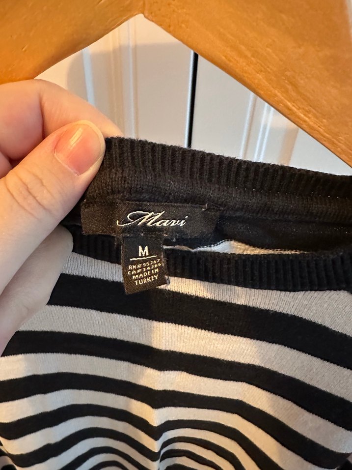 Çizgili Örgü Kadın Triko Kazak - Görsel 2